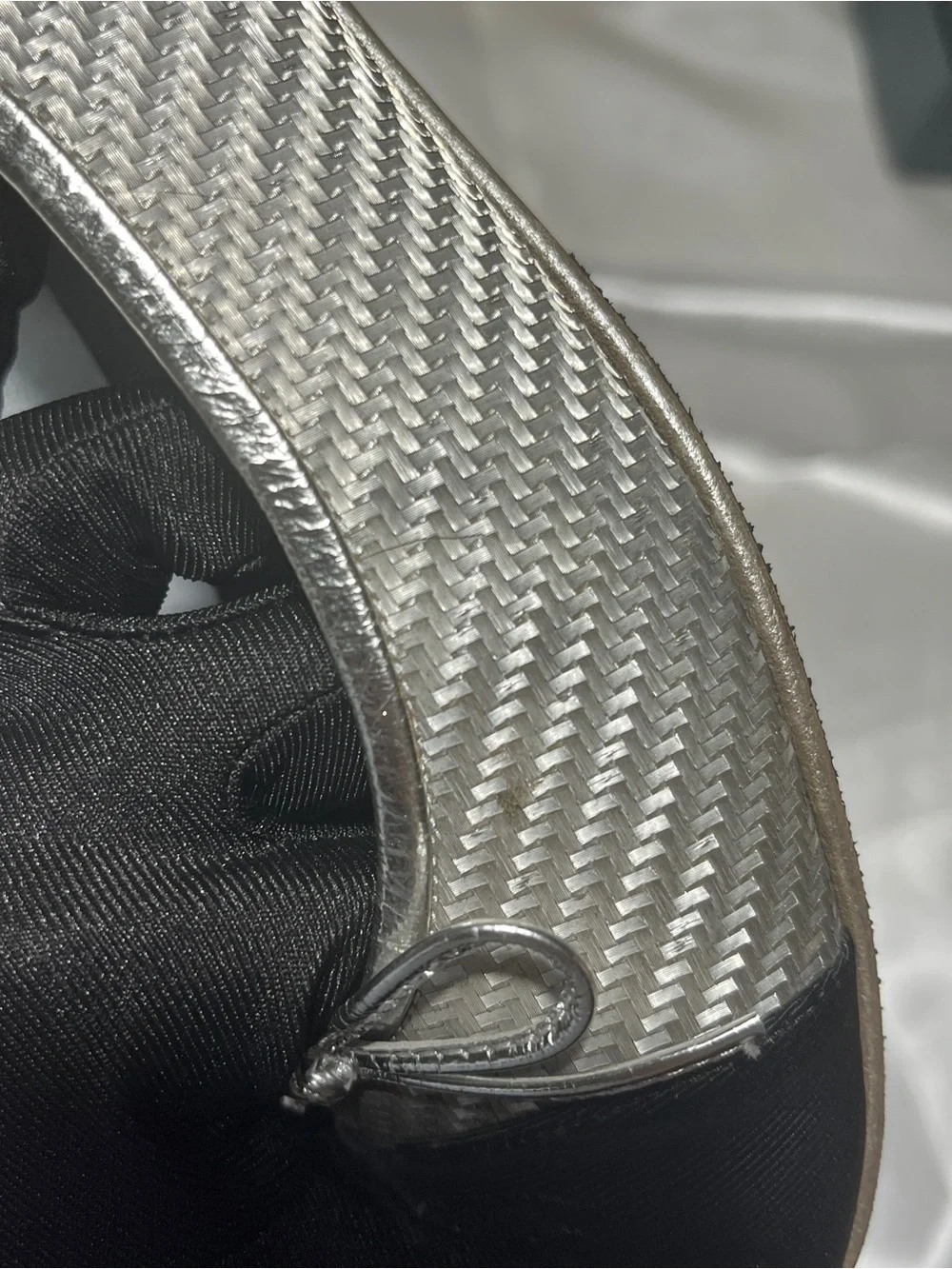CHANEL Silver and Black Quilted Cap-Toe Ballet Flats